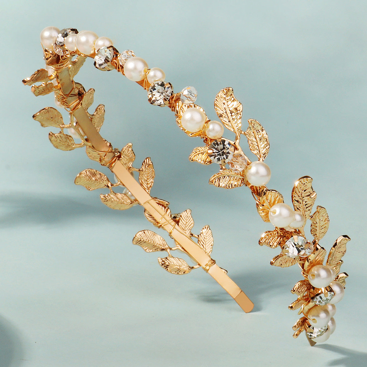 Miallo Exquisite Shiny Alloy Leaves Bride Wedding Hairband Rhinestone Crystal Pearl Hair Accessories For Girls Birthday Gift TS-J3380G