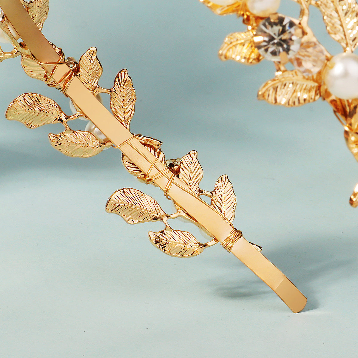 Miallo Exquisite Shiny Alloy Leaves Bride Wedding Hairband Rhinestone Crystal Pearl Hair Accessories For Girls Birthday Gift TS-J3380G