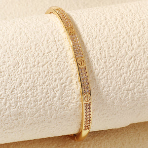 Miallo New Women Bracelet Fashion Luxurious Copper Zircon Jewelry Birthday Gift Wedding Bridal Accessory Open Bangle BS-J5587G