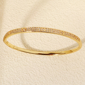 Miallo Trendy Simple Zircon inlay Cutout &nbsp;four-leaf clover bangles fashion women accessories hand jewelry BS-J5588G
