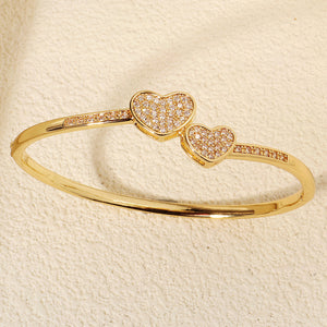 Miallo Simple New Shiny Zircon Bracelet For Women Creative Double Heart Love Bangles Women Jewelry Accessories BS-J5586G