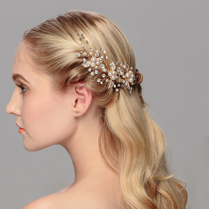 Miallo Exquisite Simple alloy leaf and Crystal Hair Pins(3 pcs/pak) Bridal Wedding Pearl daily Shiny lady Hair Accessories HS-J2656