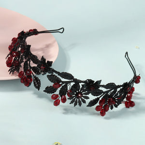 Miallo Fashion Halloween Party Festival Hairband Delicate Black Red Flower Crystal Hair Accessories For Bride TS-J3369BLK