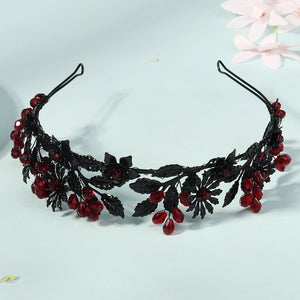 Miallo Fashion Halloween Party Festival Hairband Delicate Black Red Flower Crystal Hair Accessories For Bride TS-J3369BLK
