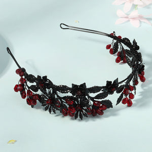 Miallo Fashion Halloween Party Festival Hairband Delicate Black Red Flower Crystal Hair Accessories For Bride TS-J3369BLK