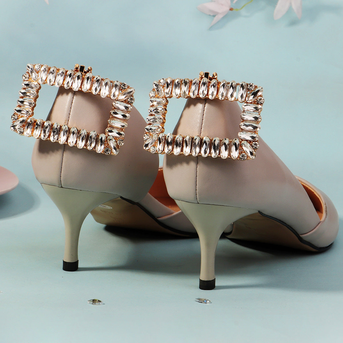 Miallo Fashion Geometric Design Metal Shoe Clips Versatile Rhinestone Bridal Wedding Shoe Buckles SC-J091G