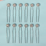 Load image into Gallery viewer, Miallo Exquisite Shiny Rhinestone Flower U Shaped Hairpins (12pcs/pack) Bridal Wedding Hair Accessories For Women and Girls HS-J3841
