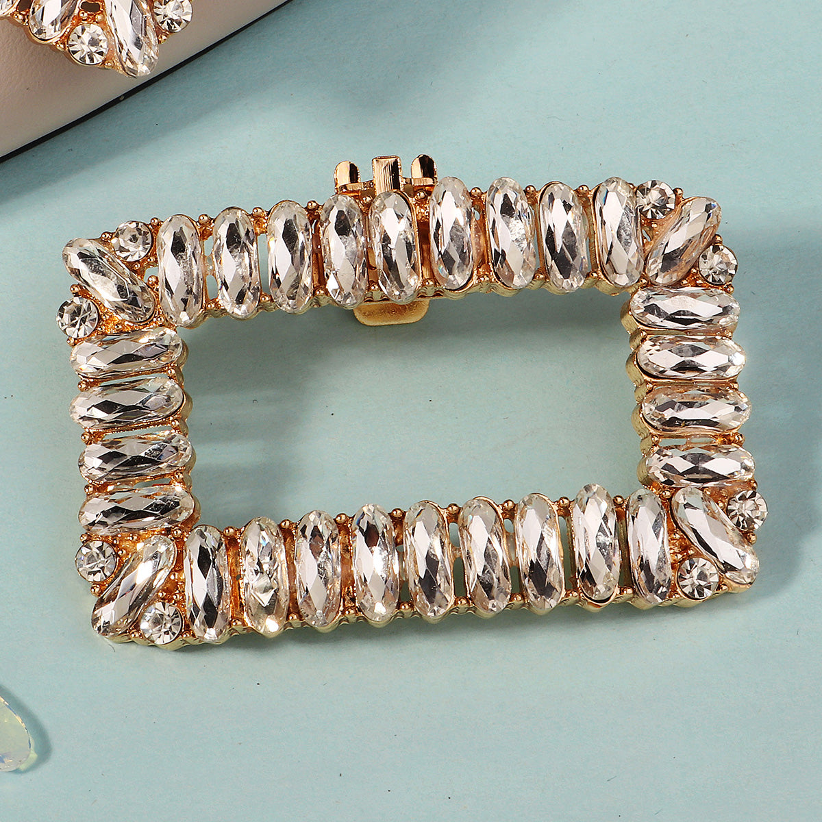 Miallo Fashion Geometric Design Metal Shoe Clips Versatile Rhinestone Bridal Wedding Shoe Buckles SC-J091G