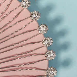 Miallo Exquisite Shiny Rhinestone Flower U Shaped Hairpins (12pcs/pack) Bridal Wedding Hair Accessories For Women and Girls HS-J3841