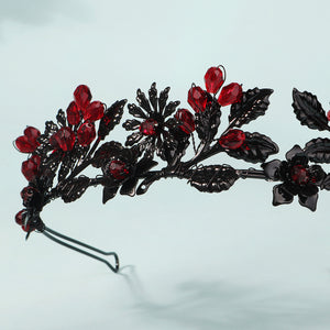 Miallo Fashion Halloween Party Festival Hairband Delicate Black Red Flower Crystal Hair Accessories For Bride TS-J3369BLK