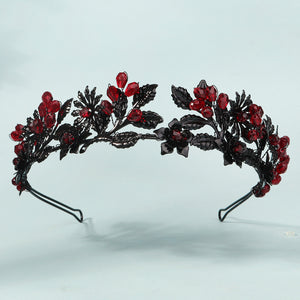 Miallo Fashion Halloween Party Festival Hairband Delicate Black Red Flower Crystal Hair Accessories For Bride TS-J3369BLK