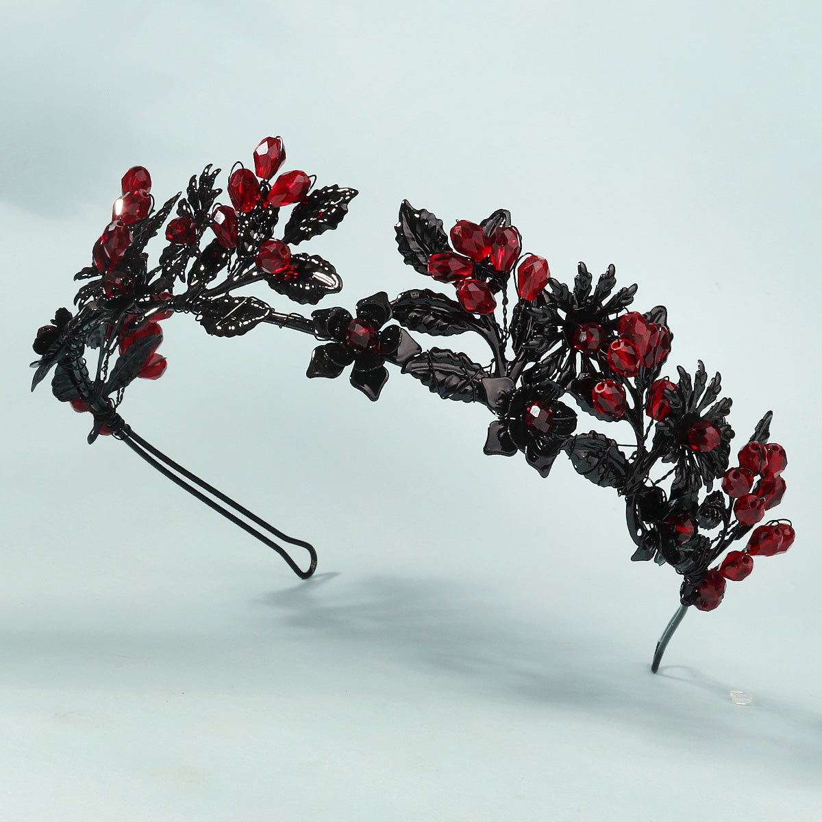 Miallo Fashion Halloween Party Festival Hairband Delicate Black Red Flower Crystal Hair Accessories For Bride TS-J3369BLK