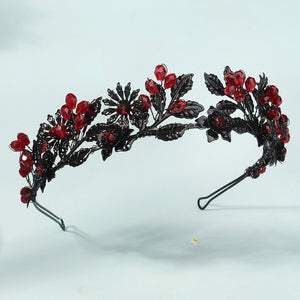 Miallo Fashion Halloween Party Festival Hairband Delicate Black Red Flower Crystal Hair Accessories For Bride TS-J3369BLK
