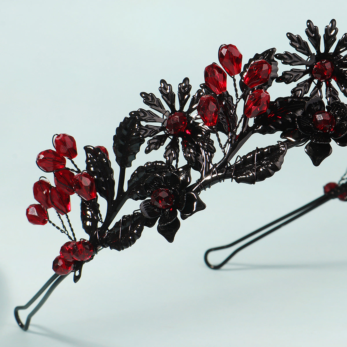 Miallo Fashion Halloween Party Festival Hairband Delicate Black Red Flower Crystal Hair Accessories For Bride TS-J3369BLK