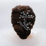 Load image into Gallery viewer, Miallo Fashion Elegant Rhinestone Leaf Hair Pins(2 pcs/pack) Simple Shiny Crystal Beads Bridal Wedding Hair Accessories HS-J4334
