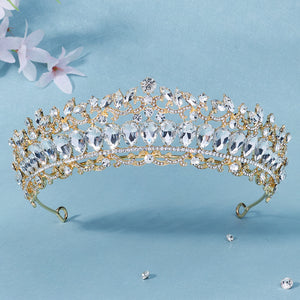 Miallo New Bridal Jewelry Exquisite Handmade Crystal Beaded Wedding Crown For Queen Dress Accessories Tiaras Prom Pageant in Christmas TS-J3208