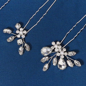 Miallo Exquisite Handmade Bride Wedding Hairpins Rhinestone Flower U Shape Hairpins (3 pcs/pack) Women Fashion Jewelry HS-J6638S