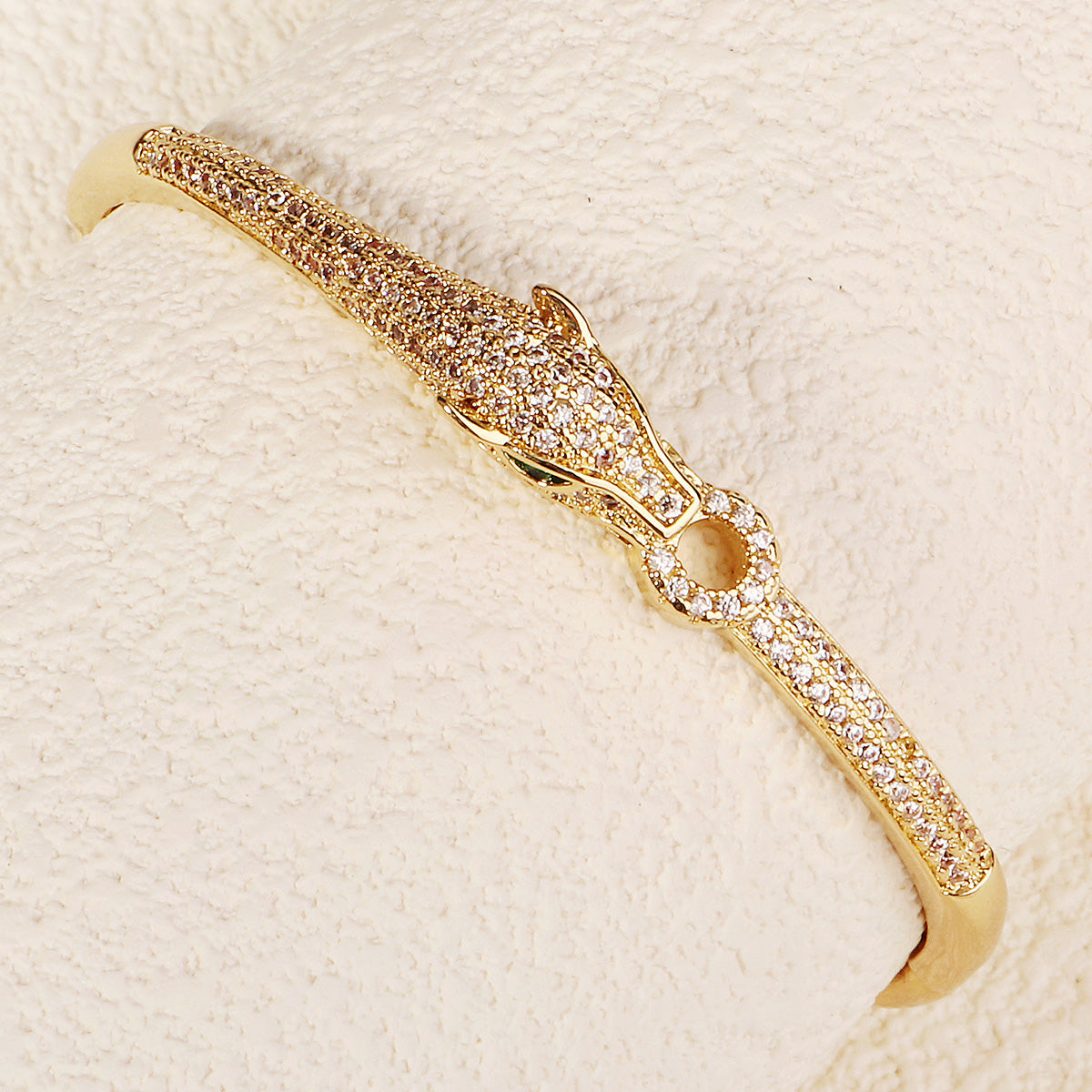 Miallo Shiny Cubic Zircon Creative Leopard Bracelet Bangle Simple Versatile Daily Accessories BS-J5518G