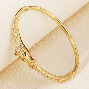 Miallo Shiny Cubic Zircon Creative Leopard Bracelet Bangle Simple Versatile Daily Accessories BS-J5518G