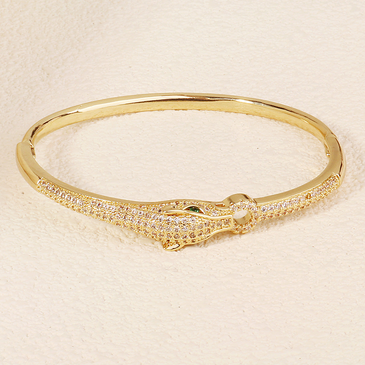 Miallo Shiny Cubic Zircon Creative Leopard Bracelet Bangle Simple Versatile Daily Accessories BS-J5518G