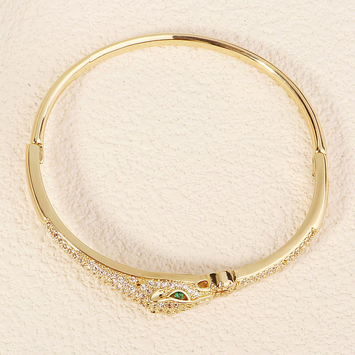 Miallo Shiny Cubic Zircon Creative Leopard Bracelet Bangle Simple Versatile Daily Accessories BS-J5518G