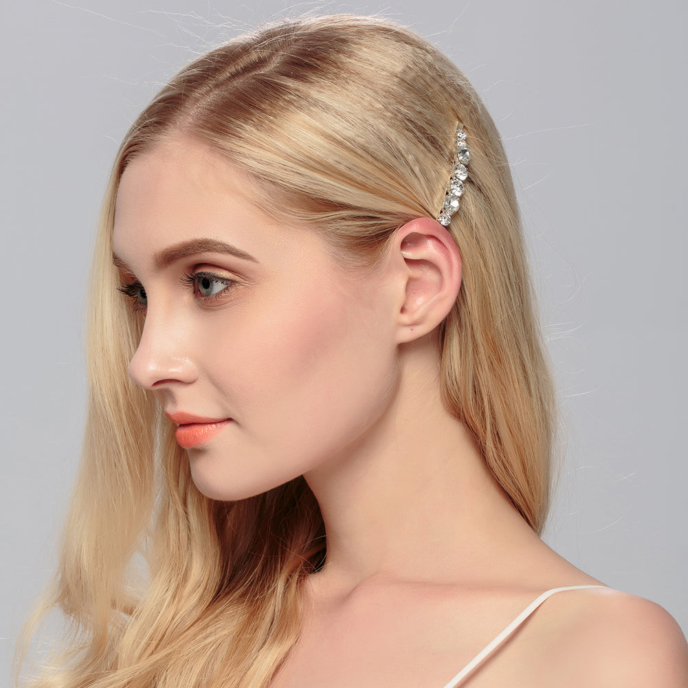 Miallo New Simple Style Hair Clip Black Silver Women Rhinestone Barrette (2pcs/pack) &nbsp;Daily Shiny Hair Accessories HS-J3052