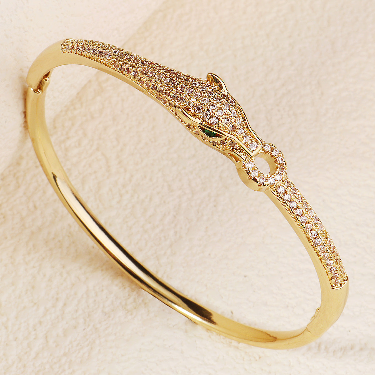 Miallo Shiny Cubic Zircon Creative Leopard Bracelet Bangle Simple Versatile Daily Accessories BS-J5518G