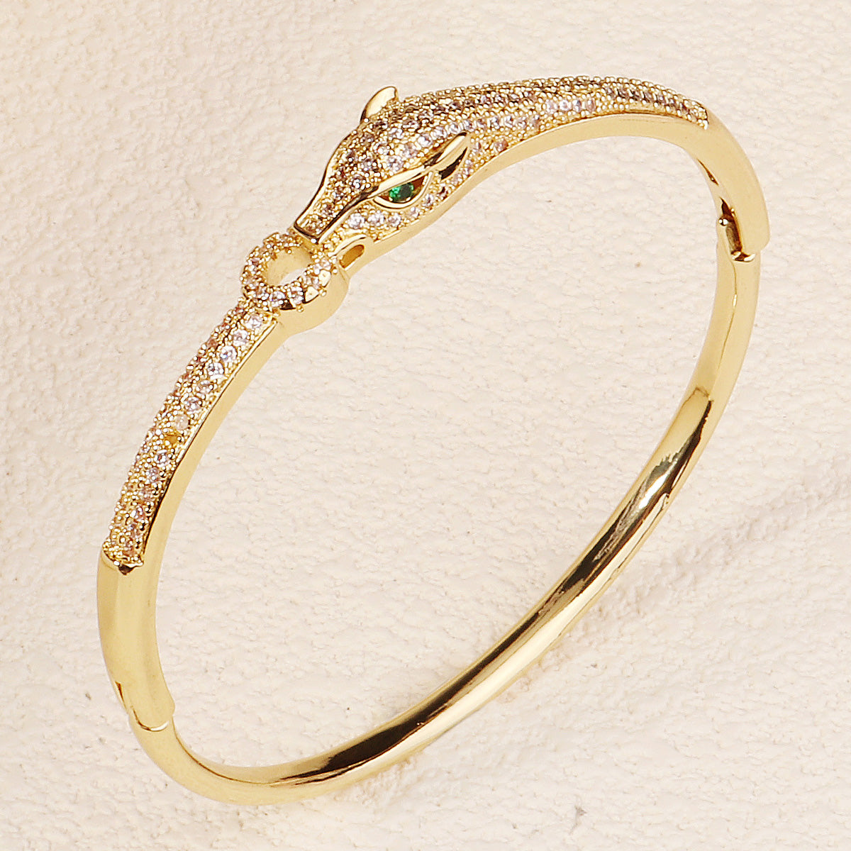 Miallo Shiny Cubic Zircon Creative Leopard Bracelet Bangle Simple Versatile Daily Accessories BS-J5518G