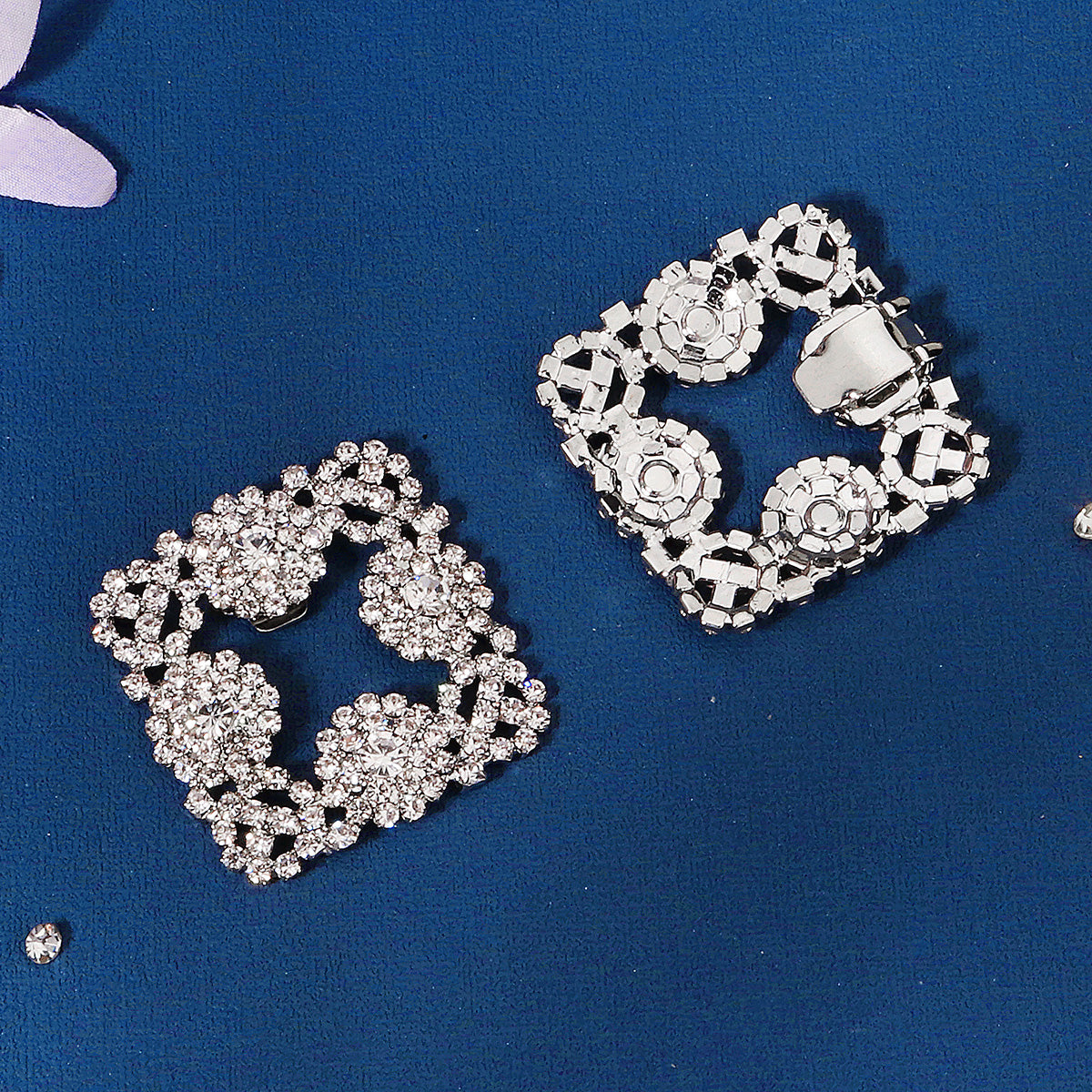 Miallo Rhinestone Bride Wedding Elegant Square Shoe Buckle (2pcs/pack) High Heels Shoes Clip Women Shoe Decoration Accessories SC-J082