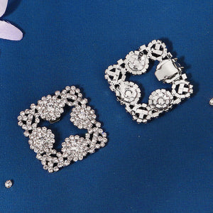 Miallo Rhinestone Bride Wedding Elegant Square Shoe Buckle (2pcs/pack) High Heels Shoes Clip Women Shoe Decoration Accessories SC-J082