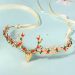 Load image into Gallery viewer, Miallo Exquisite Christmas Antler Hairband Crown (2 pcs/pack) Red Green Crystal Copper Wire Crown Tiara Christmas Hair Decoration Accessories TS-J3375G
