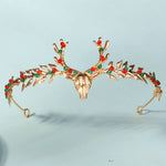 Load image into Gallery viewer, Miallo Exquisite Christmas Antler Hairband Crown (2 pcs/pack) Red Green Crystal Copper Wire Crown Tiara Christmas Hair Decoration Accessories TS-J3375G
