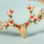Load image into Gallery viewer, Miallo Exquisite Christmas Antler Hairband Crown (2 pcs/pack) Red Green Crystal Copper Wire Crown Tiara Christmas Hair Decoration Accessories TS-J3375G
