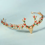 Load image into Gallery viewer, Miallo Exquisite Christmas Antler Hairband Crown (2 pcs/pack) Red Green Crystal Copper Wire Crown Tiara Christmas Hair Decoration Accessories TS-J3375G
