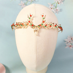 Miallo Exquisite Christmas Antler Hairband Crown (2 pcs/pack) Red Green Crystal Copper Wire Crown Tiara Christmas Hair Decoration Accessories TS-J3375G
