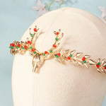 Load image into Gallery viewer, Miallo Exquisite Christmas Antler Hairband Crown (2 pcs/pack) Red Green Crystal Copper Wire Crown Tiara Christmas Hair Decoration Accessories TS-J3375G
