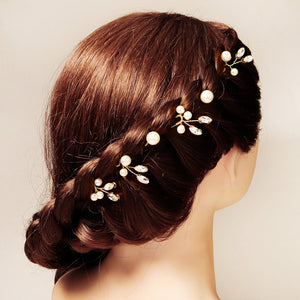 Miallo Simple Temperament High-quality Precious Hairpin (6 pcs/pack) Pearl And Metal Leaves Hair Accessories Bride Wedding Hair Jewelry HS-J6484