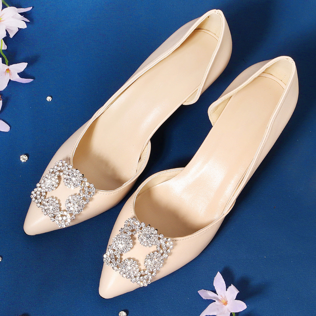 Miallo Rhinestone Bride Wedding Elegant Square Shoe Buckle (2pcs/pack) High Heels Shoes Clip Women Shoe Decoration Accessories SC-J082