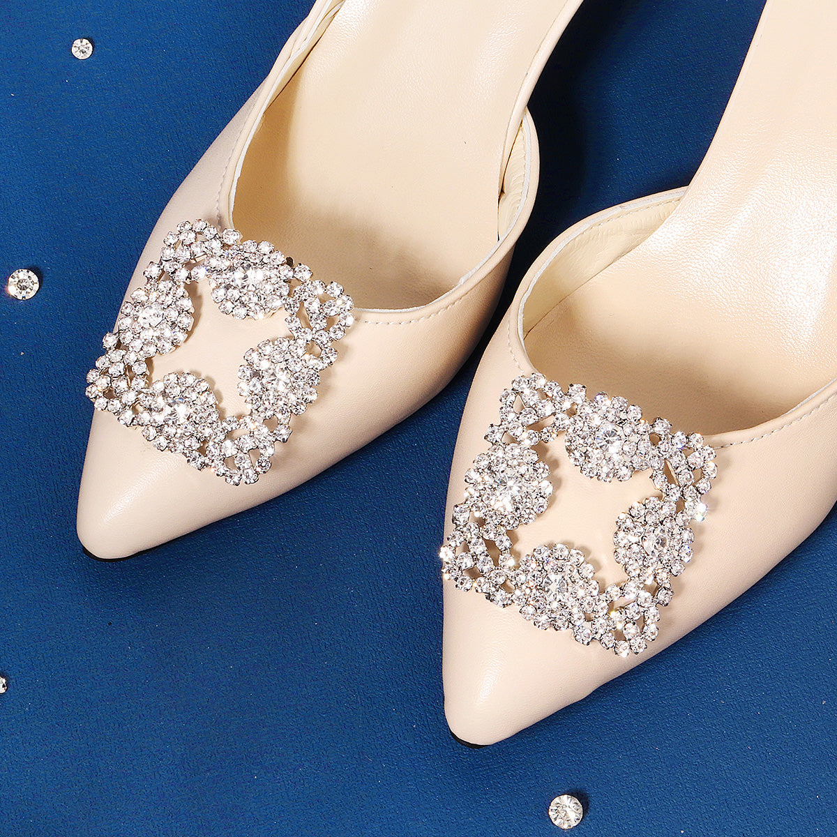 Miallo Rhinestone Bride Wedding Elegant Square Shoe Buckle (2pcs/pack) High Heels Shoes Clip Women Shoe Decoration Accessories SC-J082