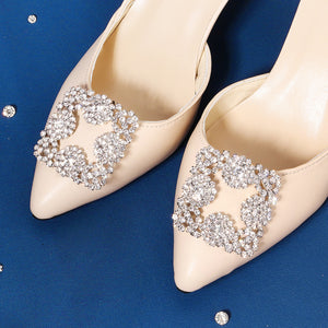 Miallo Rhinestone Bride Wedding Elegant Square Shoe Buckle (2pcs/pack) High Heels Shoes Clip Women Shoe Decoration Accessories SC-J082