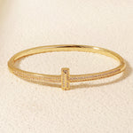 Load image into Gallery viewer, Miallo Simple Stylish Nail Pattern Bangle Copper Lnlaid With Zircon Daily Accessories BS-J5520G
