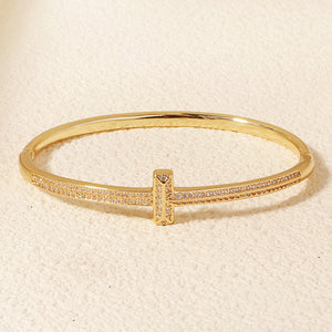 Miallo Simple Stylish Nail Pattern Bangle Copper Lnlaid With Zircon Daily Accessories BS-J5520G