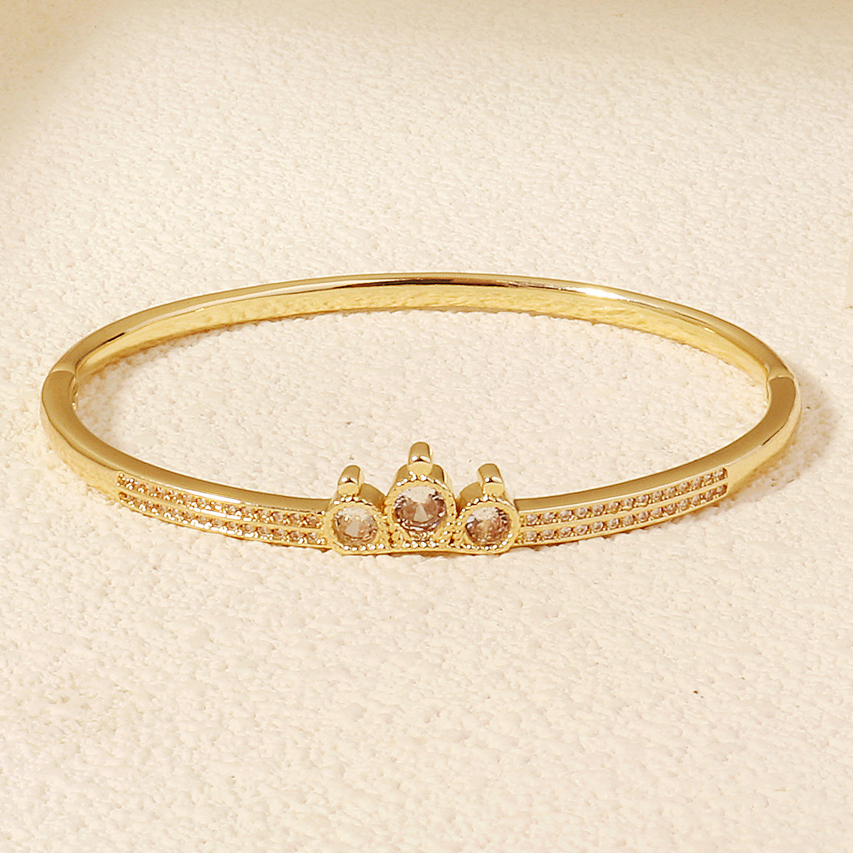 Miallo Creative Little Crown Style Bangle Copper Inlaid With Cubic Zircon Creative Accessories BS-J5515G