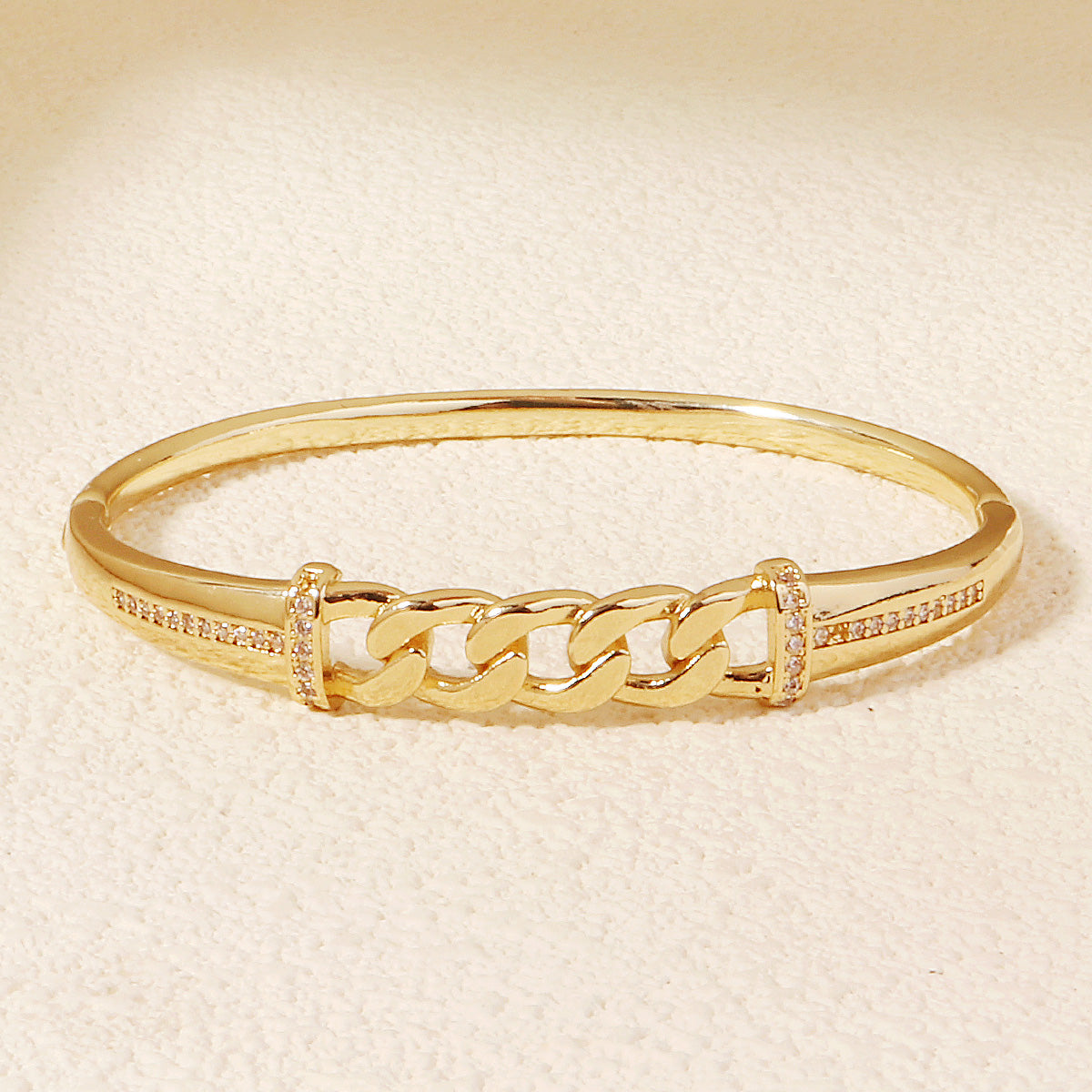 Miallo Simple Inlaid With Cubic Zircon Bangle Chain Pattern Fashion Accessories For Women BS-J5543G