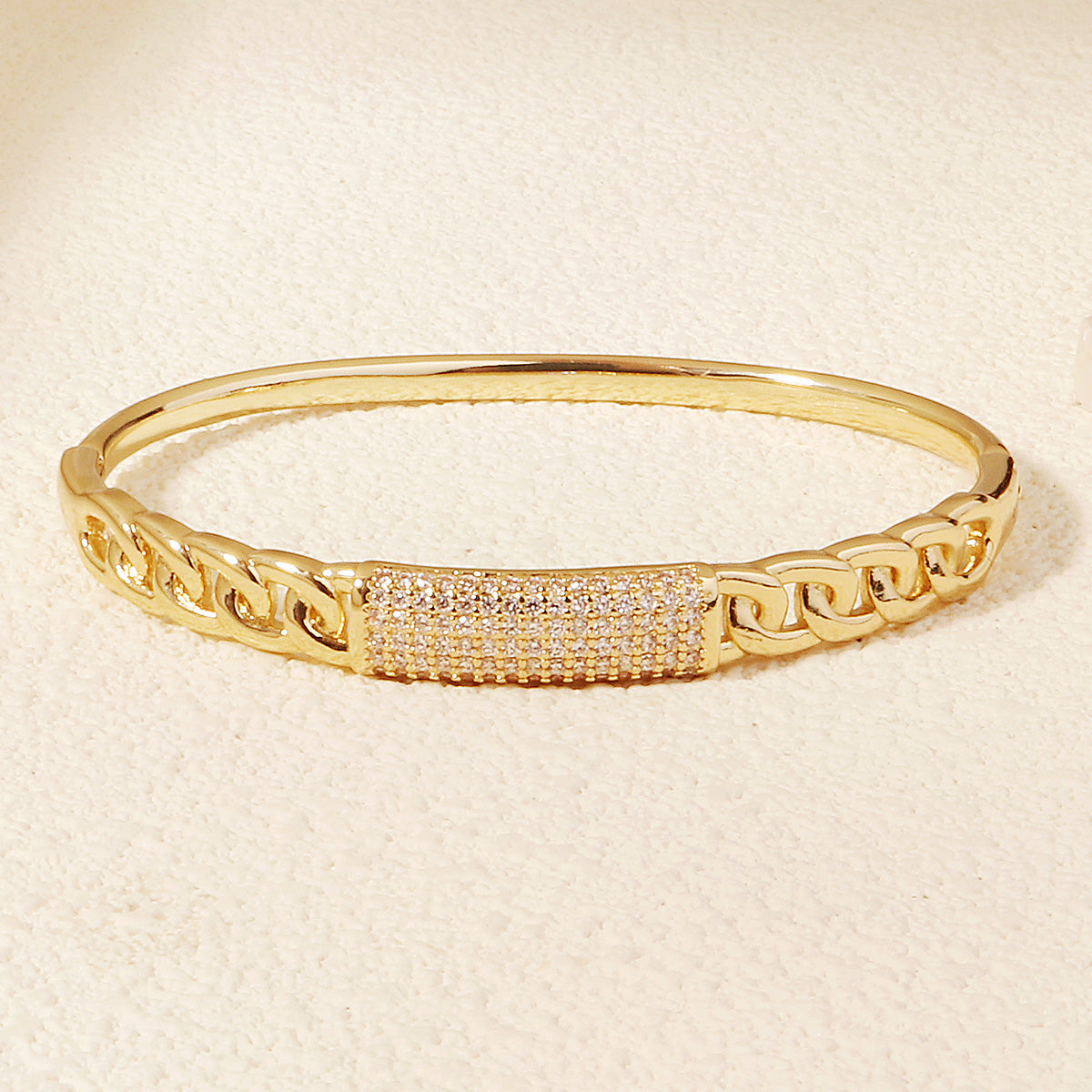 Miallo Unique Design Chain Pattern Bangle Shiny Copper Inlaid With Cubic Zircon Accessories BS-J5516G