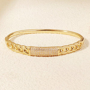 Miallo Unique Design Chain Pattern Bangle Shiny Copper Inlaid With Cubic Zircon Accessories BS-J5516G