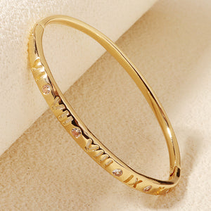 Miallo Vintage Hollowed-out Copper inlaid with Cubic Zircon Roman numerals Bangle Daily Accessories BS-J5529G