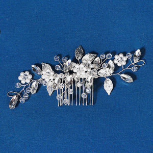 Miallo Hot Selling Bridal Crystal Pearl Flower Handmade Wedding Headpiece Hair Combs Metal Leave Hair Accessories HS-J6628