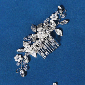Miallo Hot Selling Bridal Crystal Pearl Flower Handmade Wedding Headpiece Hair Combs Metal Leave Hair Accessories HS-J6628