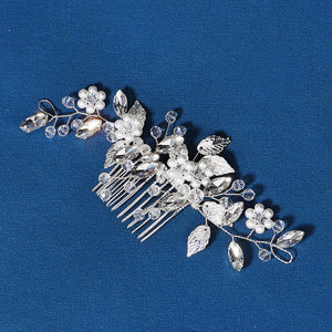 Miallo Hot Selling Bridal Crystal Pearl Flower Handmade Wedding Headpiece Hair Combs Metal Leave Hair Accessories HS-J6628